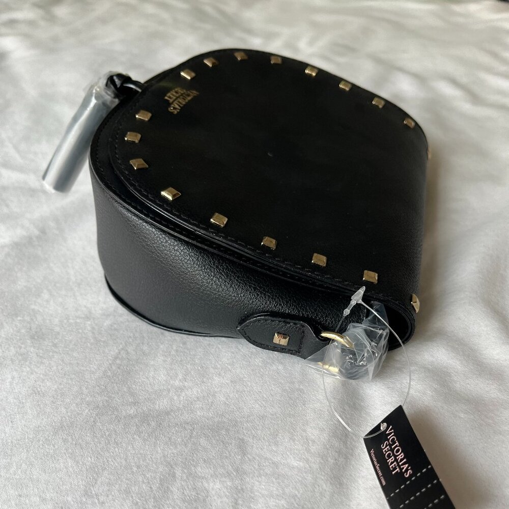 Victoria's Secret Black Leatherette Studded Shoulder Bag, NWT